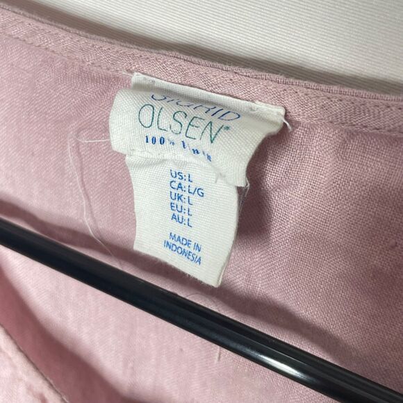 Sigred Olsen Linen Blouse Large Pink Tiered Boho Lagenlook Artsy Cottagecore - Picture 3 of 6
